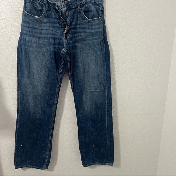 BKE Denim Jake Bootleg Jeans Mens Size 34R Dark Wash Distressed Denim Everyday - Picture 1 of 15